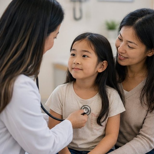Doctor with a child and parent